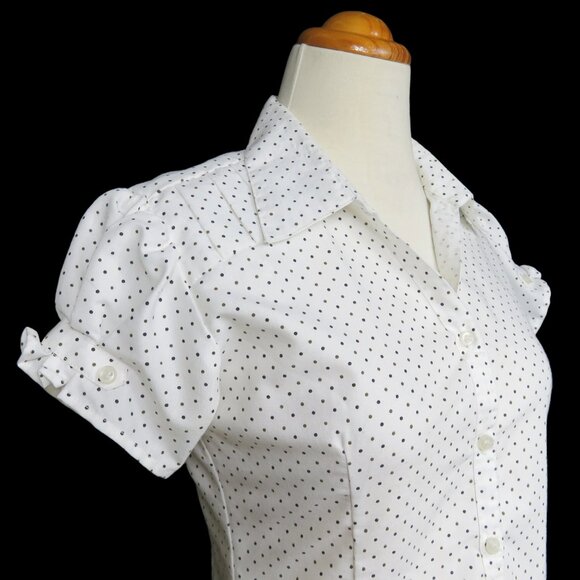 Polka Dot Short Sleeve Blouse - Picture 2 of 10